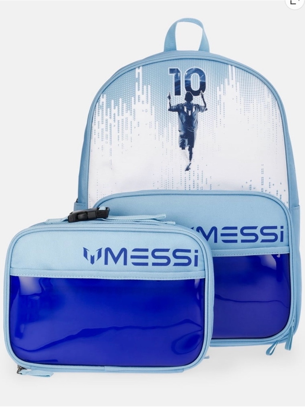 Messi Kids Light Blue & Royal Blue Backpack and Lunch Bag Set
